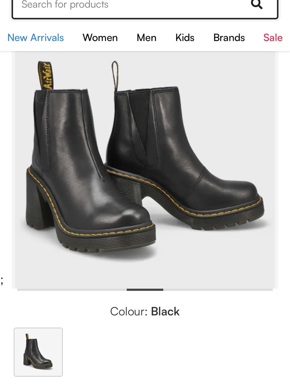 Dr. Martens Black Leather Platform Chelsea Heel Boots